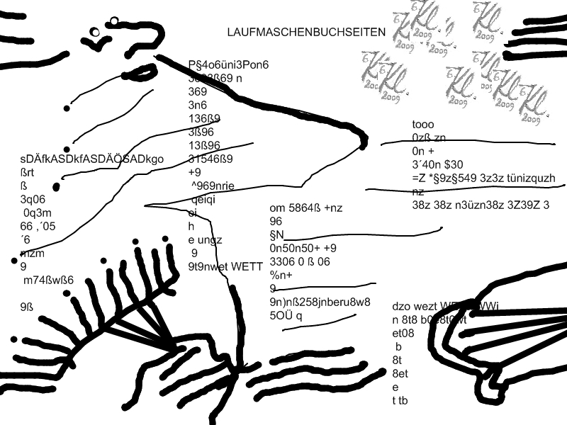 Klausens Kunstwerk " Laufmaschenbuchseiten " 13.6.2009