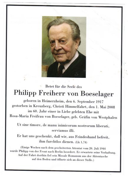 totenzettel nachruf freiherr philipp von bselager